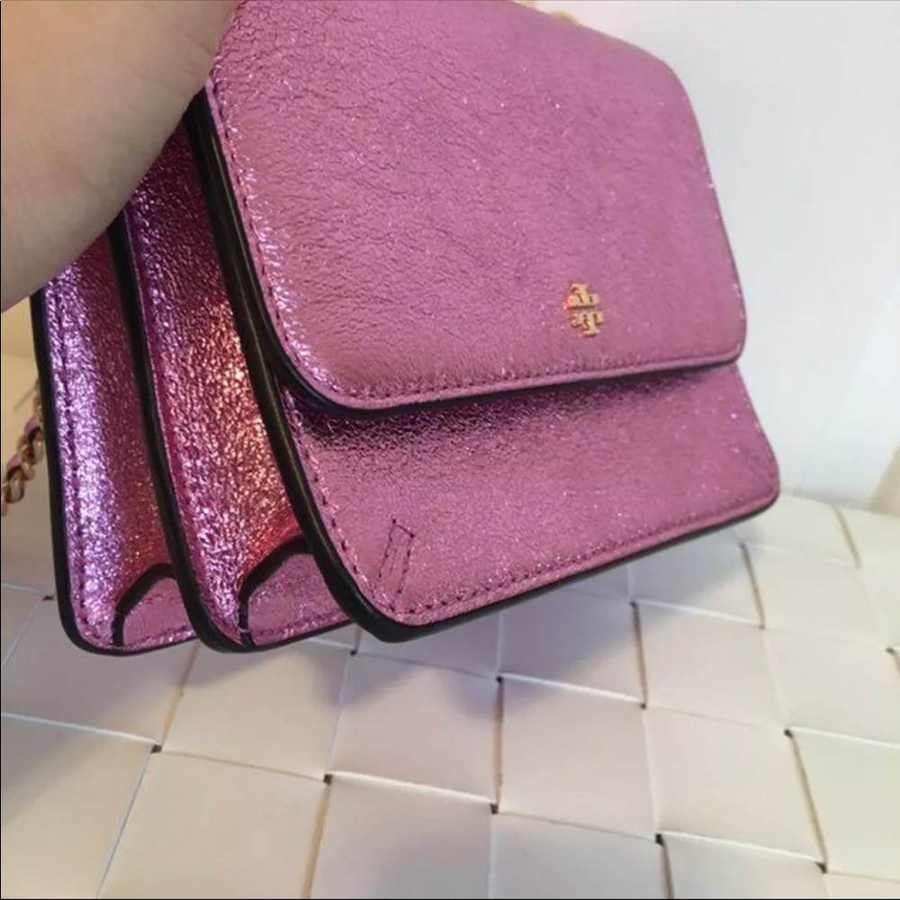 NWT Authentic Tory Burch Pink Crinkle Crossbody - Picture 4 of 5